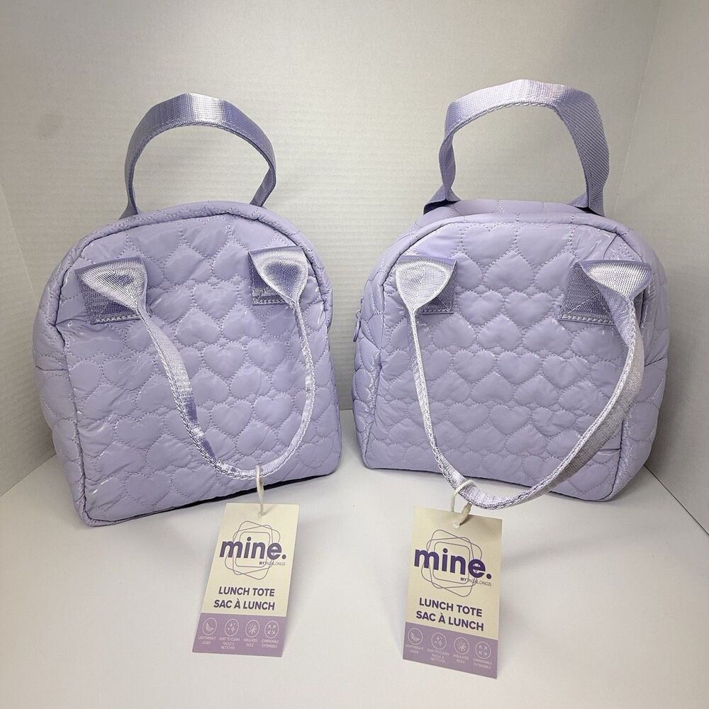 Mine By MyTagalongs Purple Heart Quilted Lunch Tote Lot Of 2 Nordstrom Bags New